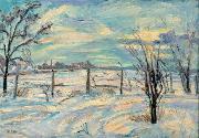 Waldemar Rosler Landscape in lights fields in the winter USA oil painting artist